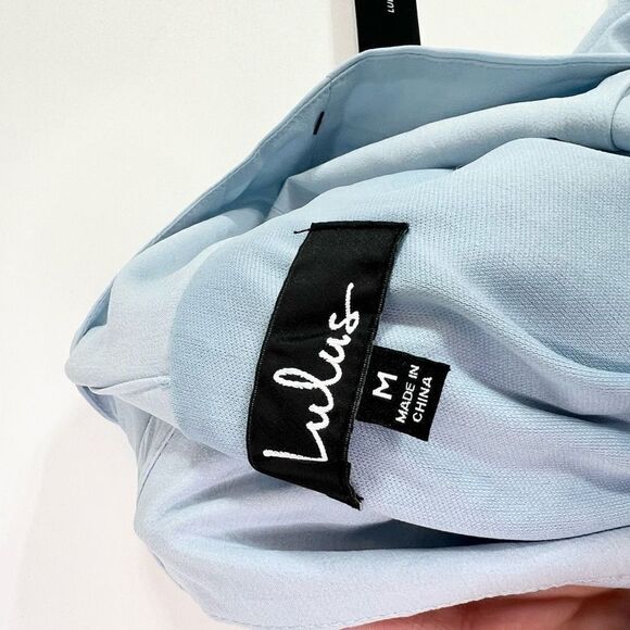 Lulu's Dress Womens Medium Light Blue Halter Back Stretch Fully Lined - Picture 8 of 11